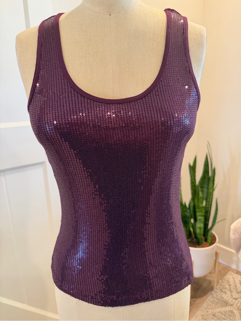 Apt. 9 Purple Sequin Scoop Neck Tank